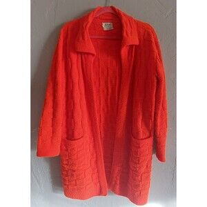 Milrank Women’s Long Open-Front Knit Cardigan Vibrant Red Size L (No Size Tag,